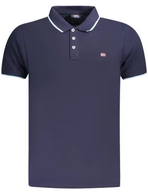 Produktbild von Herren Kurzarm-Poloshirt Blau mit Kontrastdetails und Logo-Design