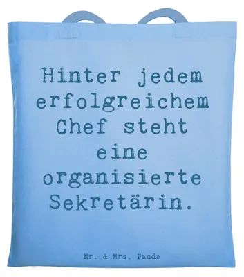 Produktbild von Mr. & Mrs. Panda dokumententasche Spruch Sekretärin Erfolg - Sky Blue - Geschenk, Wertschätzung, Schultasche, Laptoptasche, Beruf, canvas tasche, Berufe, Berufsgestaltung