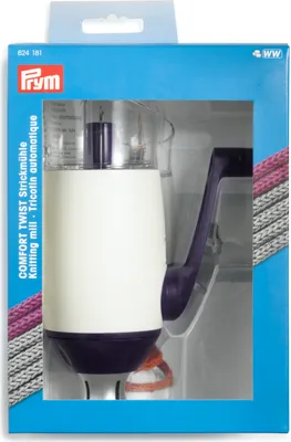 The image shows the retail packaging of a PRYM Strickmühle Comfort Twist knitting mill.