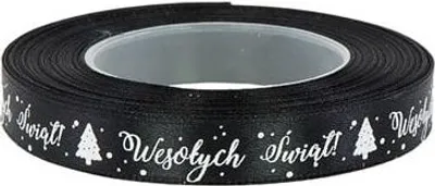 Image de Ruban de Noël pour emballer les cadeaux, décoratif, noir, largeur 12 mm, 22 m