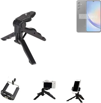 Produktbild von K-S-Trade Stativ Tisch-Ständer Dreibein Handy-Stativ Ständer kompatibel mit Samsung Galaxy A34 5G Mini-Stativ Smartphone Tripod Handy-Stativ aus