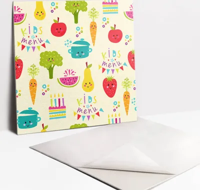 Produktbild von Fliesenaufkleber Set - 9 Stück Selbstklebende PVC Fliesen-Designs - Für Bad und Küche 30 x 30 - Zeichnen von Gemüse und Obst
