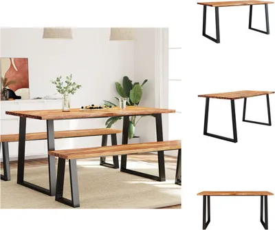 Zdjęcie produktu dla vidaXL Stół do jadalni 160x80x75 cm z litego drewna akacjowego - Stoły do jadalni