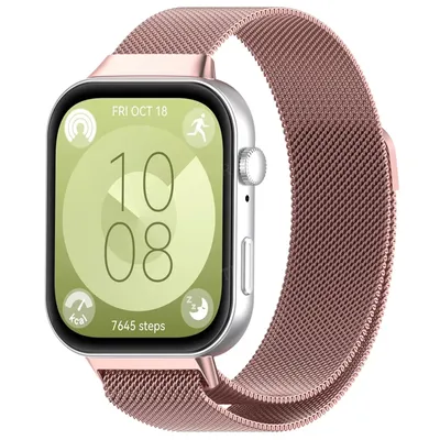 Produktbild von Strap-it Milanaise-Armband aus geflochtenem Edelstahl mit Magnetverschluss passend für Huawei Watch Fit 3 / Watch Fit 4 / Watch Fit 4 Pro (pink)