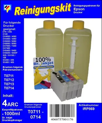 Produktbild von IRP868 - T128 - Dr.Inkjet Druckkopfreinigungspatronen Clean-Multipack mit 1000ml Dr. Inkjet Druckkopfreiniger - einsetzbar für T1281, T1282, T1283, T1284