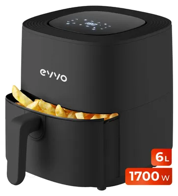 Heißluftfritteuse 6 l, 1700 W, Dual-Cyclone, Antihaftbeschichtung, schwarz