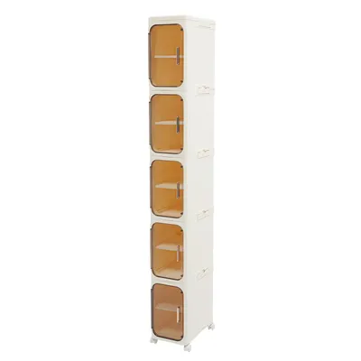 Zdjęcie produktu dla Szafka łazienkowa   Szafka łazienkowa  Wąski organizer łazienkowy, wolnostojący, 5 półek    Wysoka szafka na kółkach do łazienek, pralni i kuchni