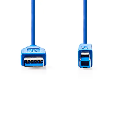 Obrázek produktu pro Nedis USB kabel - USB 3.2 Gen 1 - USB-A samec - USB-B samec - 5 Gb/s - Poniklovaný - 3,00 m - Kulatý - PVC - Modrý - Obálka