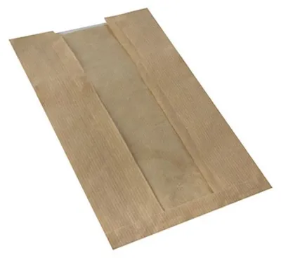 Produktbild von Sichtstreifenbeutel mit PLA-Fenster "pure" 30 cm x 16 cm x 6 cm braun