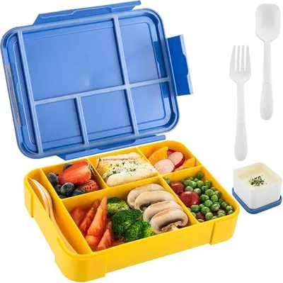 Produktbild von Kinder-Lunchbox mit Fächern, 1300 ml, BPA-frei, ideal für Schule, Kindergarten oder Picknick. Praktische Bento-Box zur Aufbewahrung von Mahlzeiten.