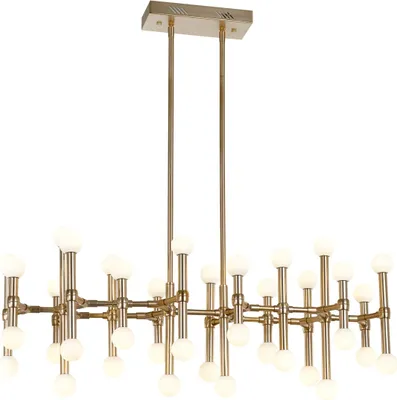 Image de Lustre LED GIOVANNA blanc doré 96 W, blanc chaud, 5893 lm, aluminium, dimensions : 150 x 106 x 40 cm, IP20, Italux