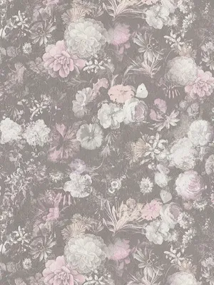 Produktbild von Blumentapete Rosa & Grau im Vintage Design