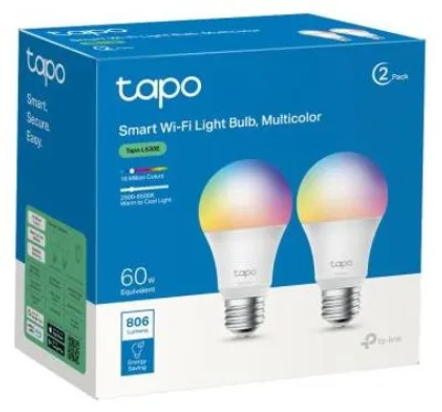 Produktbild von TP-Link Tapo Intelligente E27-Glühbirne, mehrfarbig, Intelligentes Leuchtmittel, WLAN, Metallisch, Weiß, 802.11b, 802.11g, Wi-Fi 4 (802.11n), LED, E27