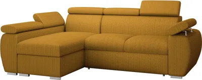 Produktbild von MIRJAN24 Ecksofa Boston Mini Premium Cord mit Bettkasten und Schlaffunktion, Einstellbare Kopfstützen, L-Form (Farbe: Poso 01, Seite: Links LC+2R)