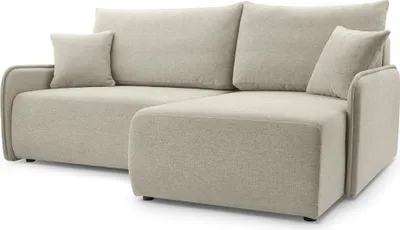 Image de Selsey Netarro - Canapé d'angle avec fonction sommeil, coffre de lit et housse chenille, beige, droite