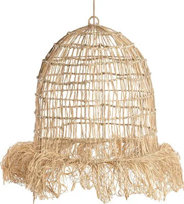 Image de Bazar Bizar Suspension mendong et herbe marron 60x60x85cm