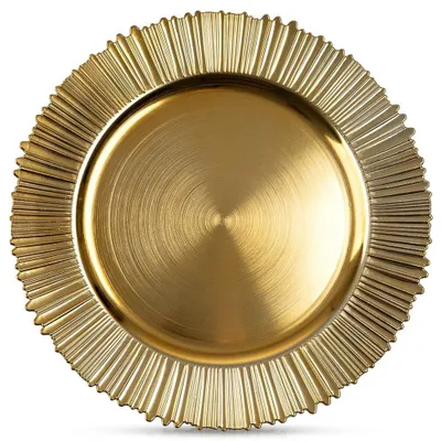 Produktbild von Vilde | Platzteller Ø 33 cm - Goldfarben - Aus Kunststoff - Glänzend mit dekorativer Prägung