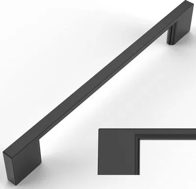 Image de Unyqoos® : Lot de 6 poignées de meubles noires – Entraxe de 160 mm, poignées en métal pour tiroirs et armoires de cuisine