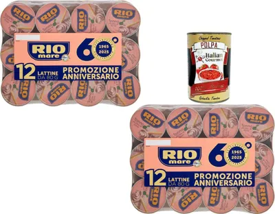 Produktbild von Rio Mare Thunfisch in Olivenöl 24x80g Vorratspacker Thunfisch zarte Stücke reich an Protein + Italian Gourmet polpa