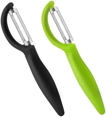 Produktbild von PolkaHome® 2-teiliges Gemüseschäler-Set, I-förmig mit rutschfestem Griff und Edelstahlklingen