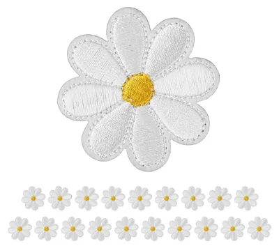 Produktbild von 20 Stück Patches zum Aufbügeln Gänseblümchen Blumen Bügelflicken Exquisite Stickerei Bügelbilder Applikation Jacke Jeans Aufnäher zum Aufbügeln Handwerk DIY Dekorative Patches Erwachsene Kinder