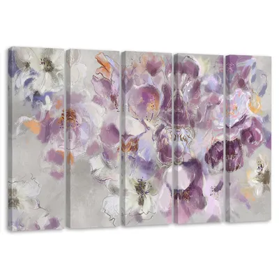 Produktbild von 5-teiliges leinwandbild schwertlilienblüte 100x70 cm Feeby rosa wandbild bereit zum aufhängen