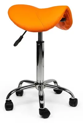 Produktbild von Sattelhocker Orange auf Rollen - Standard (50-68cm) / ohne Fußstütze / Standardmäßige Räder