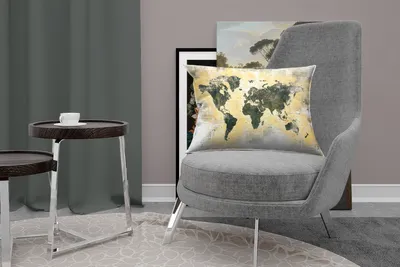 Produktbild von MuchoWow® Zierkissen Sofakissen Wohnzimmer Dekokissen 60x40 cm Weltkarte - Gold - Zeitung - Kopfkissen - Polster mit Foto