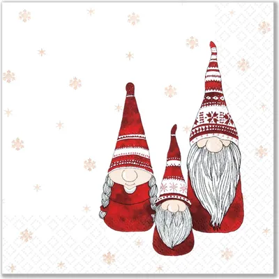 Produktbild von 20 Servietten Tomte - Rote Wichtelfamilie 33x33cm