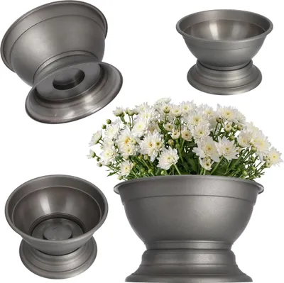 Obrázok produktu pre Kvetináč na kvety – miska na rastliny – priemer 18 cm – veľkosť L – strieborná