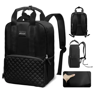 Produktbild von OKWISH Rucksack Damen & Herren - Daypack mit 15.6 Zoll Laptopfach - Rucksäcke für City Schule Business - Schulrucksack Mädchen Teenager - Wasserabweisend Schwarz