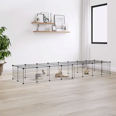 Zdjęcie produktu dla The Living Store 36-częściowa klatka dla zwierząt z drzwiczkami czarna 35x35 cm stalowa