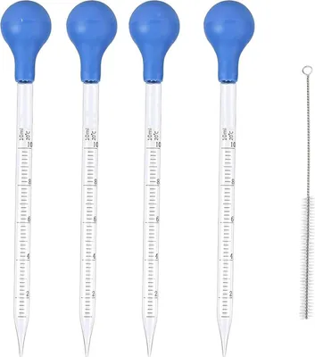 Produktbild von 4 Stück Pipette, Glaspipette Pipette 10ml Glas Pipette, Messpipetten Mit Bürsten, Pipetten, Tropfpipette für Labor Lebensmittel Forschung Medizin（Mit pipette bürste）