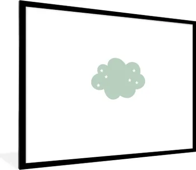 Produktbild von MuchoWow® Gerahmtes Poster Wolke - Mädchen - Jungen - Sterne - Pastell - Kind 80x60 cm - Poster mit Schwarzem Bilderrahmen Wandposter Rahmen Foto Bilder - Schlafzimmer-Dekorationen - Fotoposter