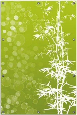 Produktbild von Wallario Outdoor-Poster für Garten oder Balkon, Motiv Bambusmuster grün-weiß, in ca. 100 x 150 cm