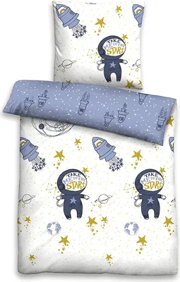 Produktbild von Biberna Kinder-Bettwäsche blau 1x 100x135 cm + 1x 40x60 cm