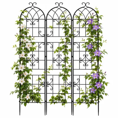 Produktbild von WISFOR Rankgitter Metall 3er Set, 220 cm Rankhilfe zum Stecken, Metallspalier für Kletterpflanzen & Rosen, 148 cm