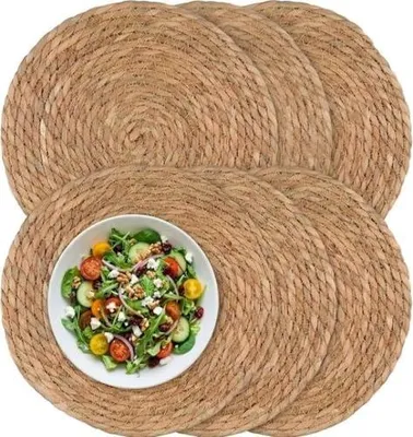 Produktbild von Runde Platzsets im 6er-Set aus Wasserhyazinthe (33 cm) für Esstisch und Wohnaccessoires