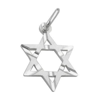 Produktbild von Anhänger 18x13mm David-Stern matt diamantiert Silber 925 silber 18x13mm