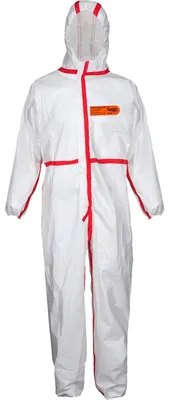 Produktbild von ASATEX Schutzoverall CoverStar Plus® weiß / rot Größe XL - CS400/XL