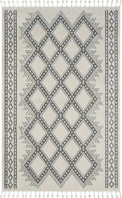 Imagen del producto de Alfombra rectangular de 160x230 cm, diseño "Moroccan Delight", color blanco