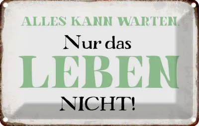 Produktbild von vianmo Blechschild 20x30 cm alles kann warten Leben nicht Dekoration Spruch Zitat
