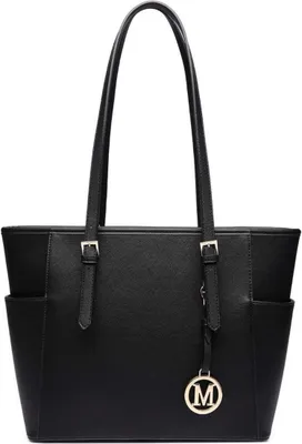 Immagine prodotto di Miss Lulu borsa donna shopper a tracolla nera grande regolabile 35/28/15 cm