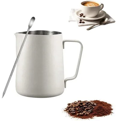 Produktbild von Milchkanne aus Edelstahl 350ml/12oz, Milchkanne aus Barista, weiß
