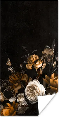 Produktbild von MuchoWow® Poster Blume - Gold - Muster 20x40 cm - Plakat - Foto