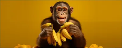 Produktbild von Wallario Poster - Glücklicher Bananenfan, Kunstdruck Größe: 80 x 200 cm