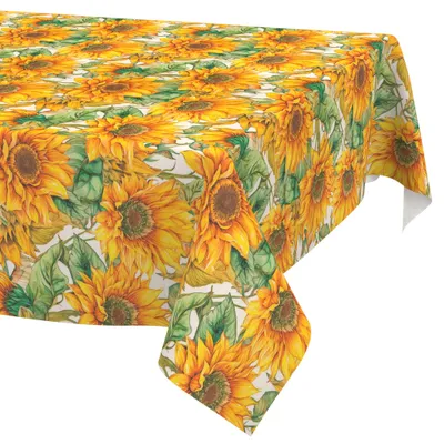 Produktbild von Tischdecke 140x2000cm Rechteckig Orange abwaschbar Granada Stoff Premium Floral Sonnenblumen Schnittkante