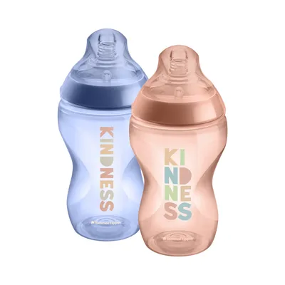 Immagine prodotto di Tommee Tippee Closer To Nature, biberon con tettarella in silicone 3m+ Kindness, 2x340ml
