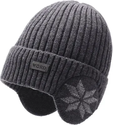 Produktbild von INF Wintermütze mit Ohrenklappen für Herren – warme Strickmütze mit Fleecefutter Grau