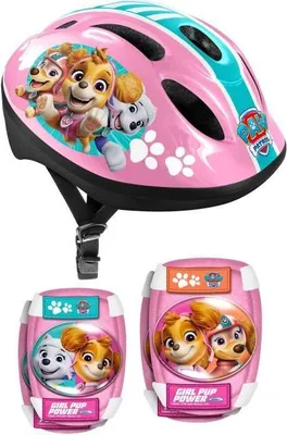 Produktbild von Schutz Set für Kinder, Paw Patrol, Rosa, Helm, Knieschoner, Ellbogenschoner, Einstellbare Größe 50-56 cm